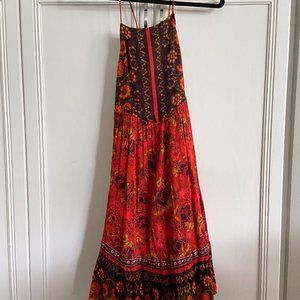 Free People | Casablanca Halter Slip Dress in Red Light Combo